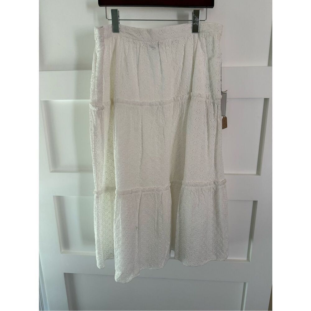 1. State White Boho Cottagecore White Eyelet Lace maxi Skirt